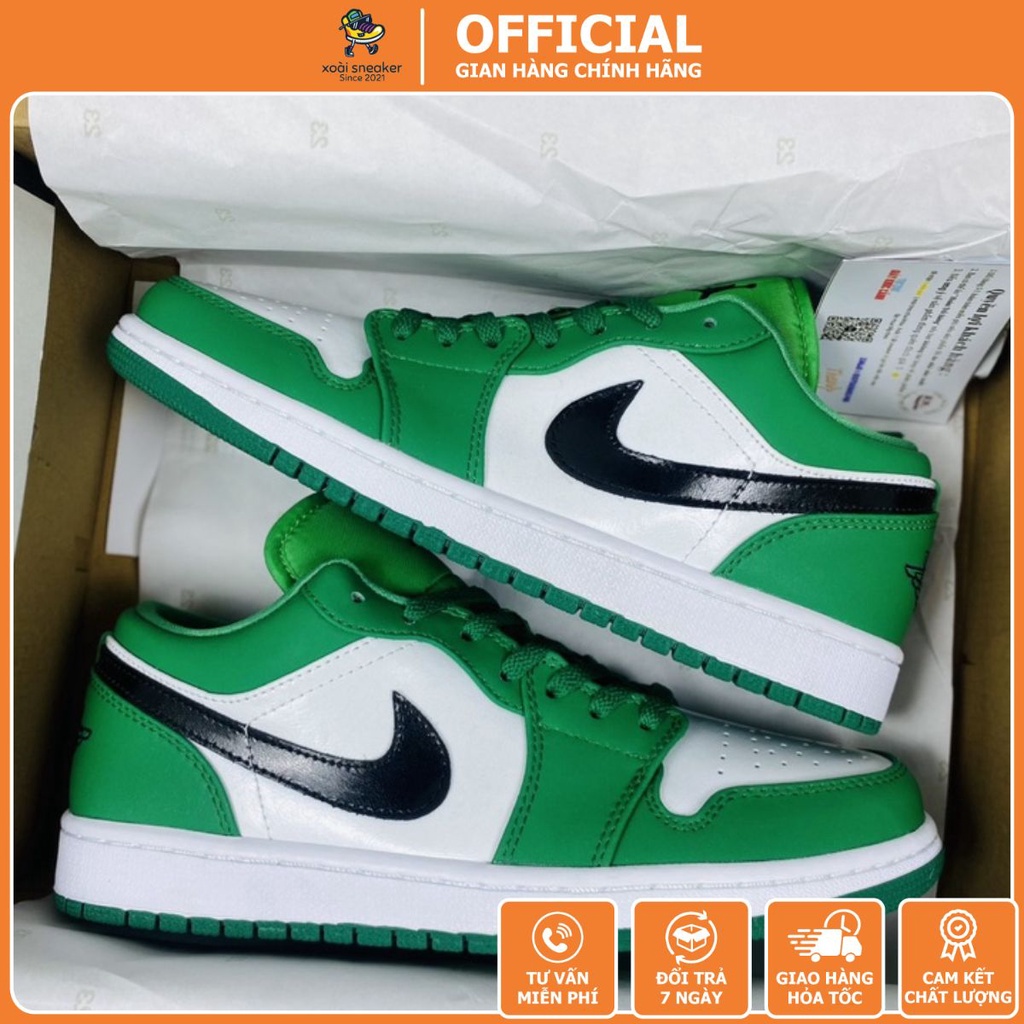 Giày Jordan xanh lá trắng thấp cổ, giày JD 1 xanh green móc đen low cao cấp | Giày Khúc Cảnh |