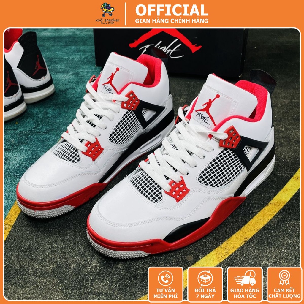 Giày sneaker AJ4 White Cement ( JD4 5 màu mới ) - Bản da nhăn Fullbox - GIÀY KHÚC CẢNH