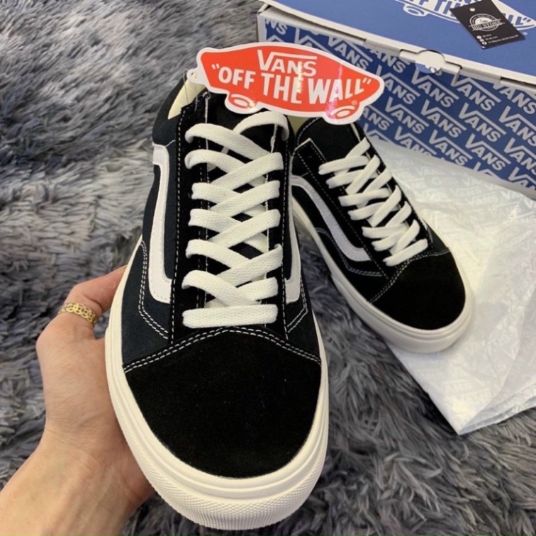 Giày Vans sneaker nam nữ, Giày thể thao bata 𝐕𝐚𝐧𝐬 𝐎𝐥𝐝 𝐒𝐤𝐨𝐨𝐥 cổ ngắn dáng đen kẻ trắng nhung nỉ cao cấp đế đú