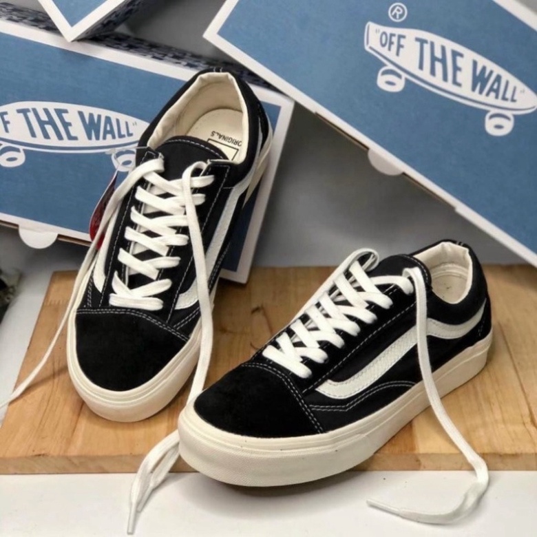 Giày Vans sneaker nam nữ, Giày thể thao bata 𝐕𝐚𝐧𝐬 𝐎𝐥𝐝 𝐒𝐤𝐨𝐨𝐥 cổ ngắn dáng đen kẻ trắng nhung nỉ cao cấp đế đú | BigBuy360 - bigbuy360.vn