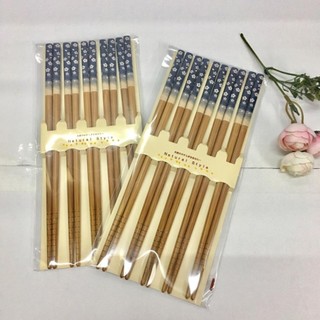 Set 5 đôi đũa hoa xanh/ Hoa đỏ (mẫu mới - Made in Japan)