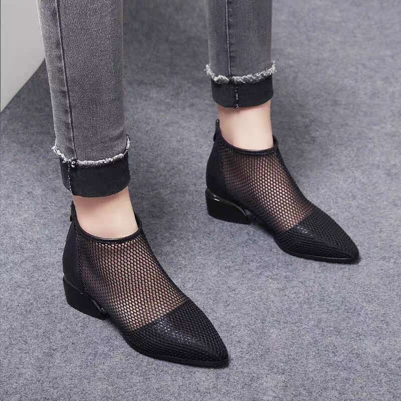 Giày Bốt Martin Phối Lưới Thoáng Khí Phong Cách Mới 2022