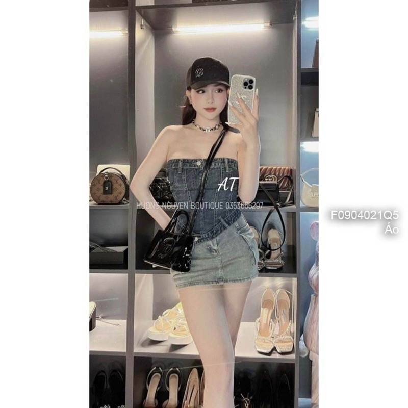 Áo quây jean dáng croptop