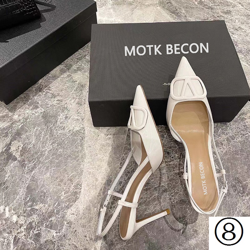 Giày Cao Gót Da Bóng Mũi Nhọn Miệng Nông Thời Trang Xuân Hè 2022