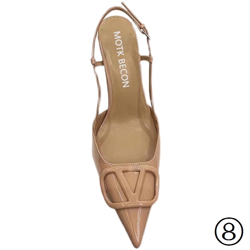 Giày Cao Gót Da Bóng Mũi Nhọn Miệng Nông Thời Trang Xuân Hè 2022