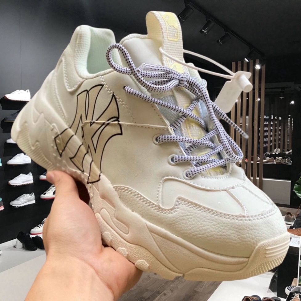Giày thể thao nam nữ MLB vàng - Giày sneaker ulzzang trắng cao cấp full bill box độn đế cao cổ tăng chiều cao mlb D3