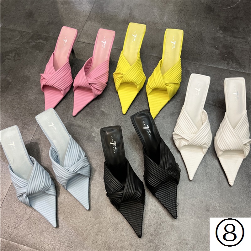 Giày Sandal Cao Gót Mũi Nhọn Màu Sắc Thời Trang Xuân Hè 2023 Cho Nữ