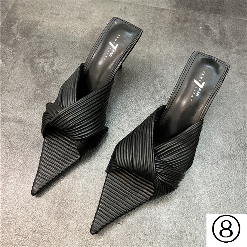 Giày Sandal Cao Gót Mũi Nhọn Màu Sắc Thời Trang Xuân Hè 2023 Cho Nữ