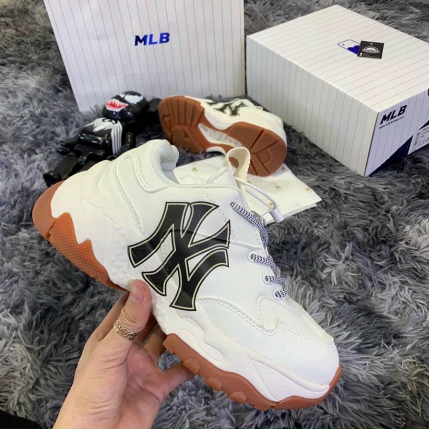 Giày thể thao Sneaker MLB NY đẹp đế nâu chuẩn bản Trung 1:1 full box, Giày nam nữ ulzzang đi học cổ thấp đế cao 5cm N3 | BigBuy360 - bigbuy360.vn