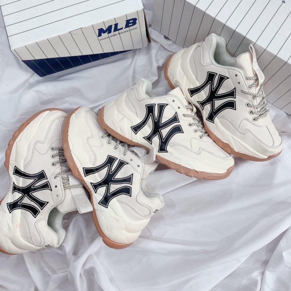 Giày thể thao Sneaker MLB NY đẹp đế nâu chuẩn bản Trung 1:1 full box, Giày nam nữ ulzzang đi học cổ thấp đế cao 5cm N3 | BigBuy360 - bigbuy360.vn