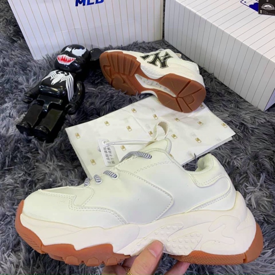 Giày thể thao Sneaker MLB NY đẹp đế nâu chuẩn bản Trung 1:1 full box, Giày nam nữ ulzzang đi học cổ thấp đế cao 5cm N3 | BigBuy360 - bigbuy360.vn