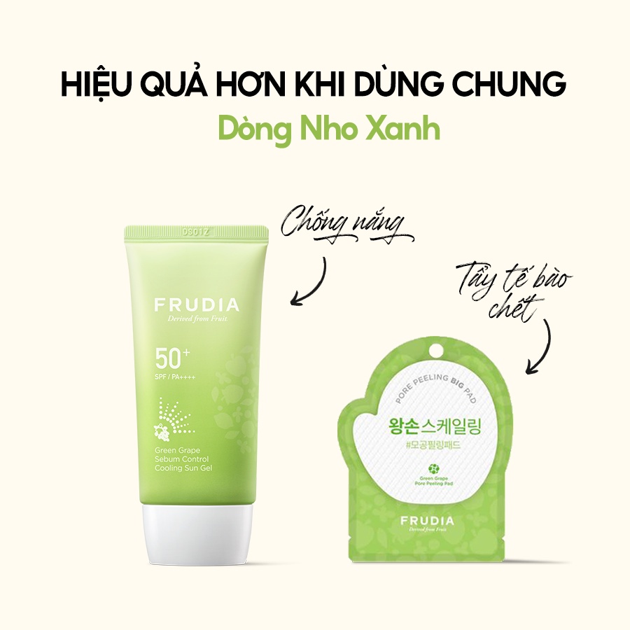 [Tặng 88k] Kem Chống Nắng Kiềm Soát Bã Nhờn Dạng Gel Frudia Green Grape Sebum Control Cooling Sun Gel SPF50+ PA++++ 50g