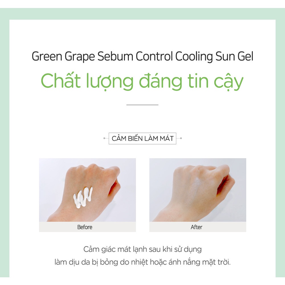 [Tặng 88k] Kem Chống Nắng Kiềm Soát Bã Nhờn Dạng Gel Frudia Green Grape Sebum Control Cooling Sun Gel SPF50+ PA++++ 50g
