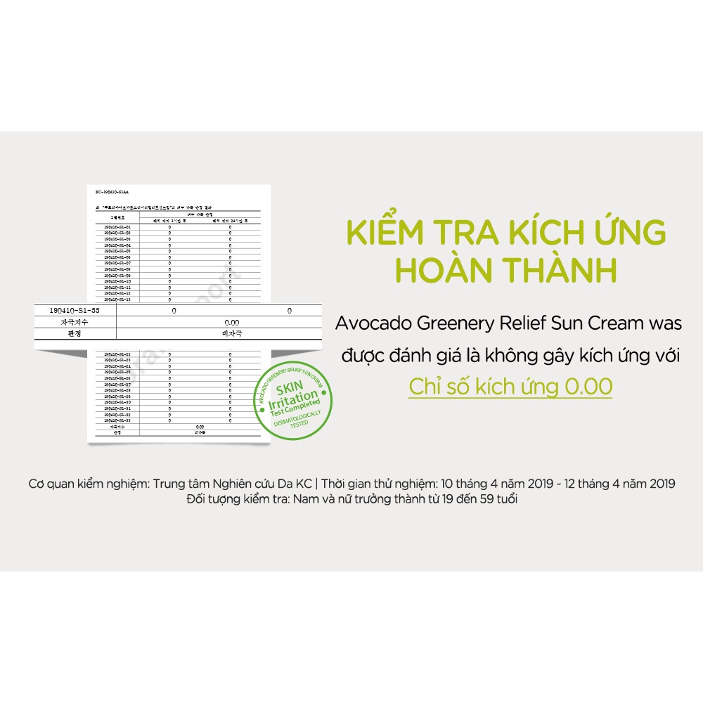 Kem Chống Nắng Frudia Cấp Ẩm và Nâng Tông Frudia Avocado Greenery Relief Sun Cream SPF50+ PA++++ 50g