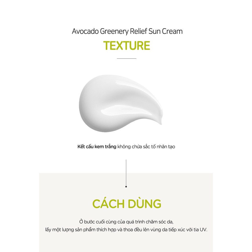 Kem Chống Nắng Frudia Cấp Ẩm và Nâng Tông Frudia Avocado Greenery Relief Sun Cream SPF50+ PA++++ 50g