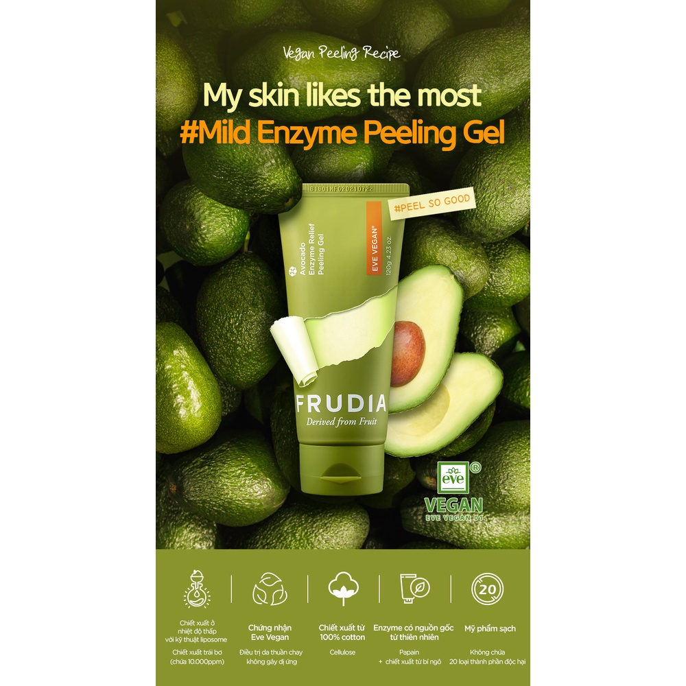 [Tặng 88k] Gel Tẩy Tế Bào Chết Chiết Xuất Trái Bơ Frudia Avocado Enzyme Relief Peeling Gel 120g