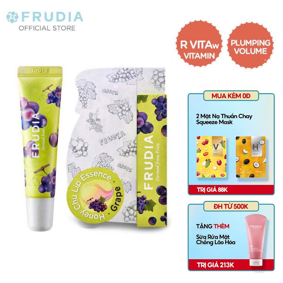 [Tặng 88k] Son Dưỡng Môi Chiết Xuất Từ Nho và Mật Ong Frudia Grape Honey Chu Lip Essence 10g