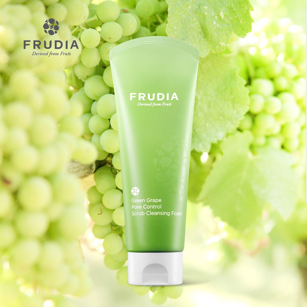 [Tặng 88k]Sữa Rửa Mặt Kiểm Soát Lỗ Chân Lông Nho Xanh Frudia Green Grape Pore Control Scrub Cleansing Foam 145ml