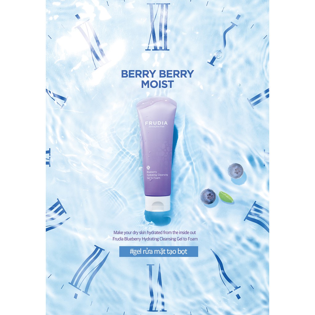 [Tặng 88k] Sữa Rửa Mặt Dưỡng Ẩm Việt Quất Frudia Blueberry Hydrating Cleansing Gel To Foam 145ml