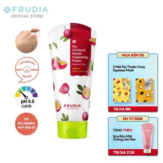 [Tặng 88k]Sữa Rửa Mặt Cấp Ẩm Chiết Xuất Chanh Dây Frudia My Orchard Mochi Cleansing Foam Passion Fruit 120ml
