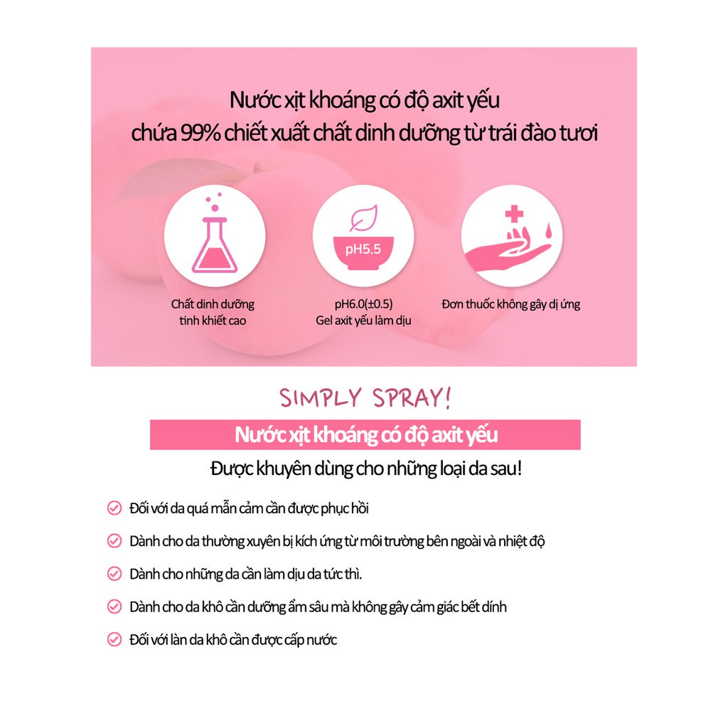 Xịt Khoáng Cấp Ẩm Chiết Xuất Từ Trái Đào Frudia My Orchard Peach Real Soothing Gel Mist 125ml