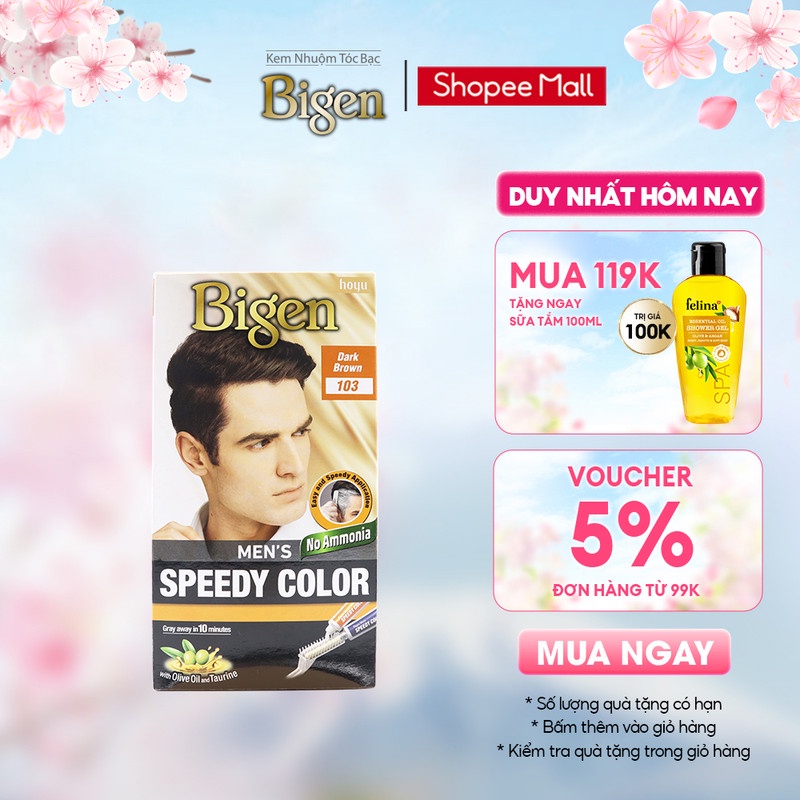 Thuốc nhuộm phủ bạc Bigen Men Speedy Color 80ml dành cho nam, nhuộm tóc bạc hoàn toàn, dạng kem