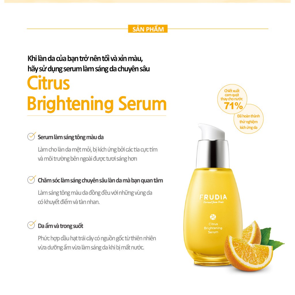 [Tặng 88K] Serum Dưỡng Ẩm Sáng Da Chiết Xuất Cam Quýt Frudia Citrus Brightening Serum 50g