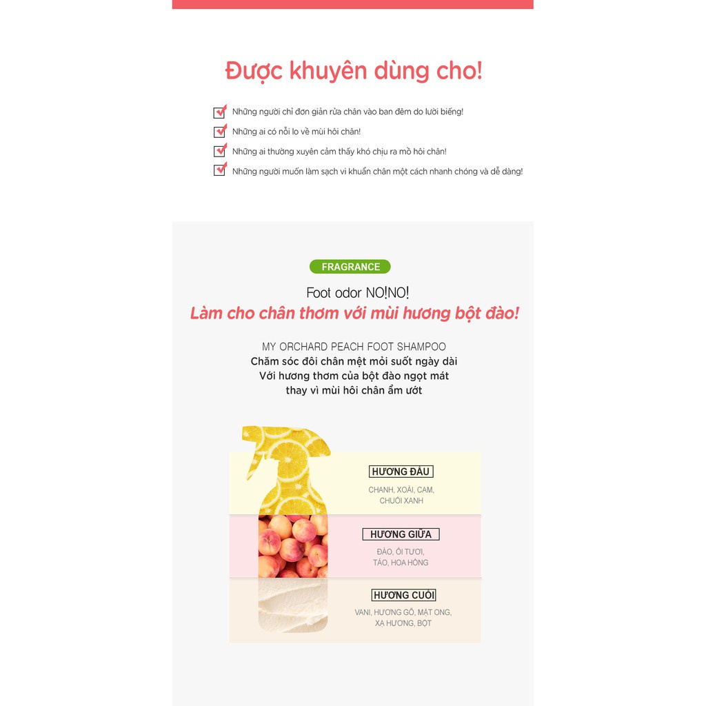 Dung Dịch Rửa Chân Khử Mùi Và Làm Sạch Hương Đào Frudia My Orchard Peach Foot Shampoo 390ml