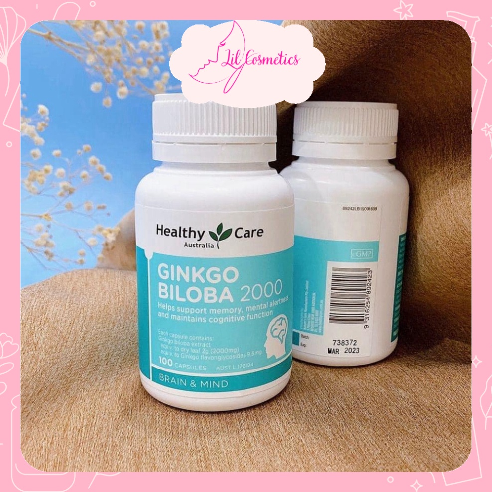 Viên Uống Bổ Não Úc Healthy Care Ginko Biloba 100 Viên, Gingko Chính Hãng Giúp Duy Trì Lưu Thông Máu Lil_C