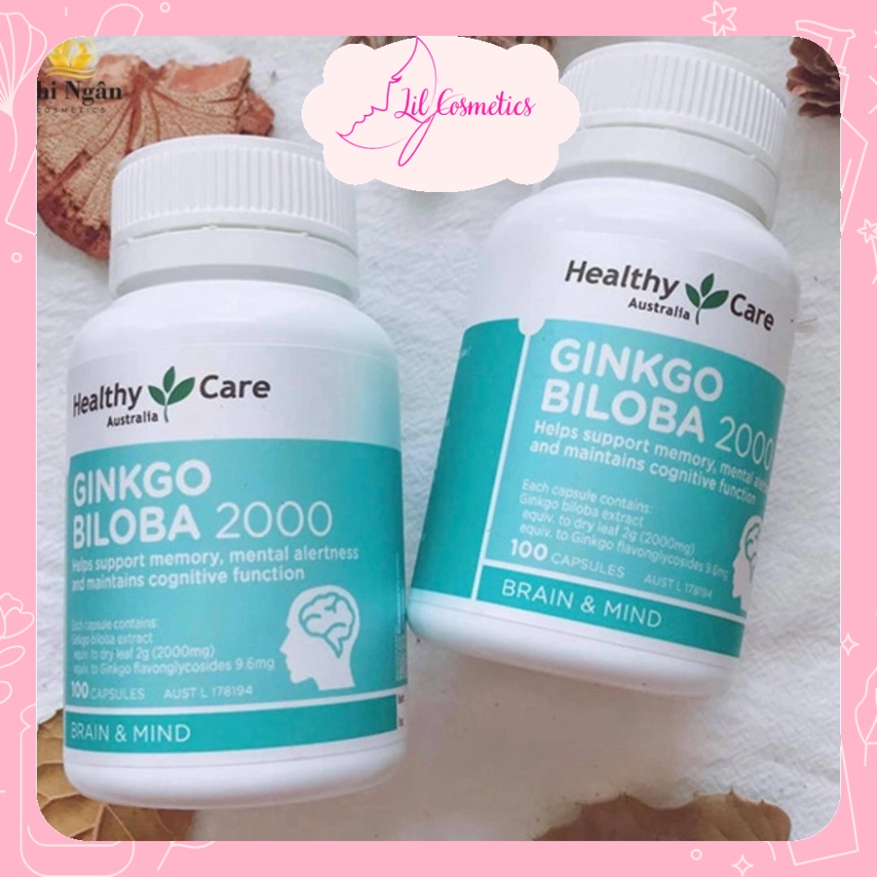 Viên Uống Bổ Não Úc Healthy Care Ginko Biloba 100 Viên, Gingko Chính Hãng Giúp Duy Trì Lưu Thông Máu Lil_C