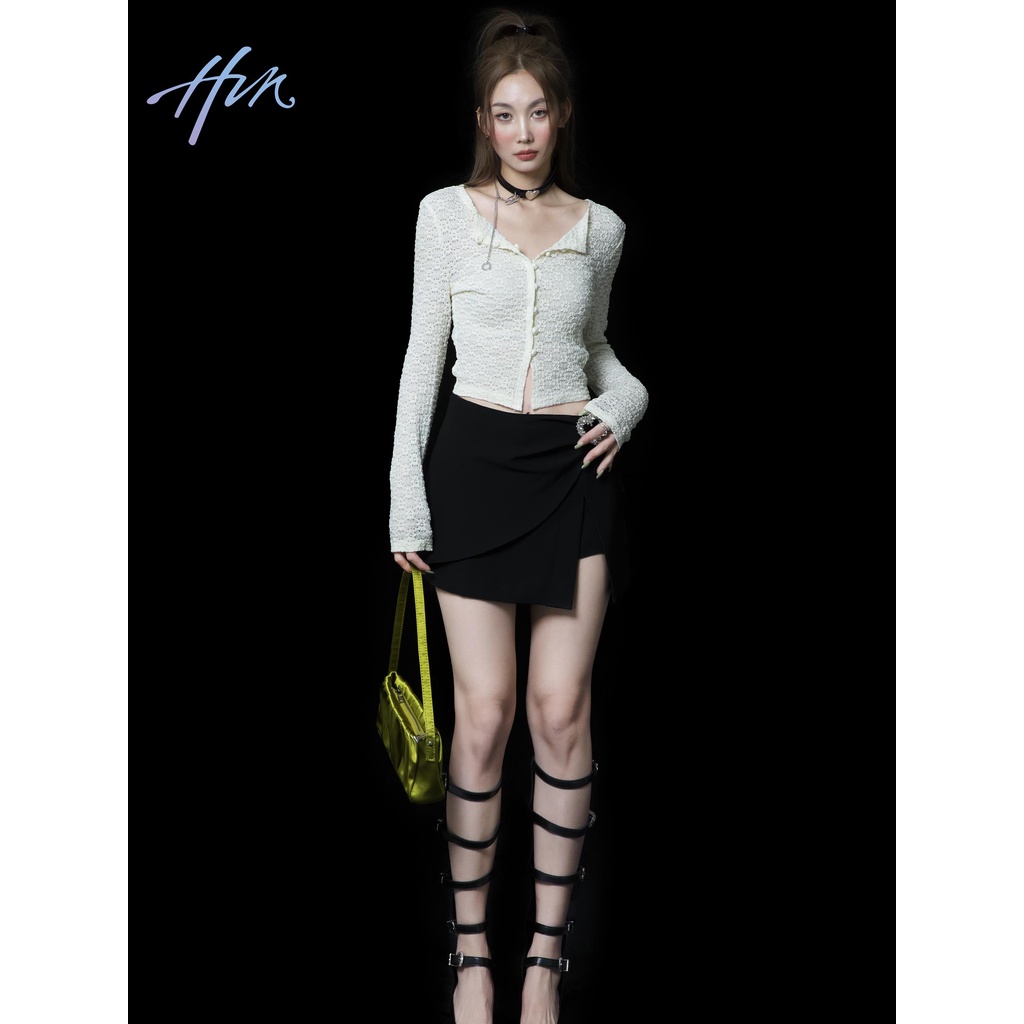 Áo Khoác Cardigan Dệt Kim Phối Ren Màu Trắng Phong Cách Pháp Quyến Rũ Cho Nữ