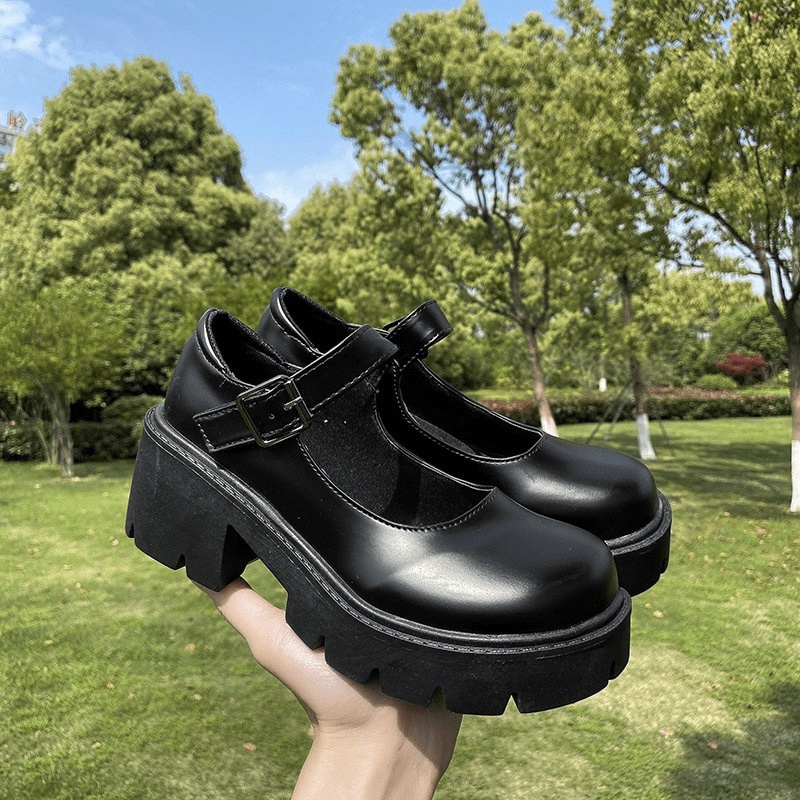 𝔹𝕆𝕊𝕊 𝕊ℍ𝕆𝔼𝕊 ⚜️ Giày LOLITA Nữ Da Bóng, Da Lì MJ HOURSE 6CM quai cài đế cao cá tính năng động mới hot