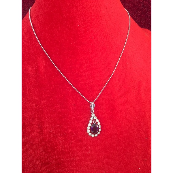 Dây chuyền thời trang mặt đá th.ạch anh tím - viền đính full đá trắng lóng lánh