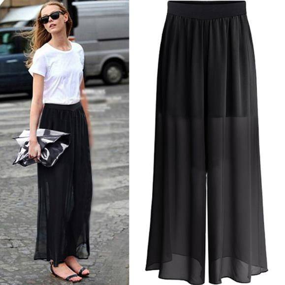 quần ống rộng giả váy quần giả váy nữ Quần Chiffon Ống Rộng Lưng Cao Cỡ Lớn Thời Trang Cho Nữ#Áo Thun Dáng Ôm Phong Cách Hàn Quốc Thời Trang Mùa Hè Dành Cho Nữ 39; s#Quần Váy Cắt Xén 39; s Hợp Thời Trang