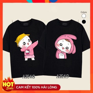 Áo thun cặp đen Couple form rộng 2