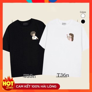 Áo thun cặp đen Couple form rộng 2