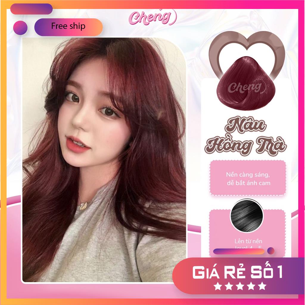 Thuốc Nhuộm Tóc Màu NÂU HỒNG TRÀ Không Tẩy | Chenglovehair, Chenglovehairs