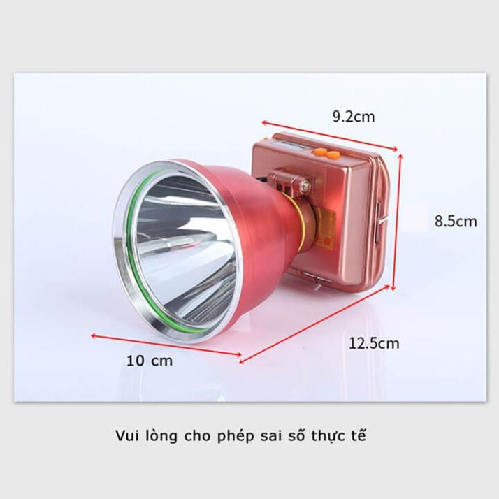 Đèn pin đội đầu siêu sáng 500W chiếu xa 500m, chống nước, pin trâu sử dụng 8-10 tiếng, đèn đội đầu A9 chóa lớn 10CM
