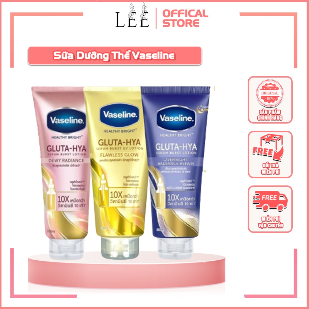 Sữa dưỡng thể Vaseline - Sữa dưỡng thể Lee Waxing&Cosmetics Healthy Bright Gluta HYA Serum Burst Lotion 10X 300ml