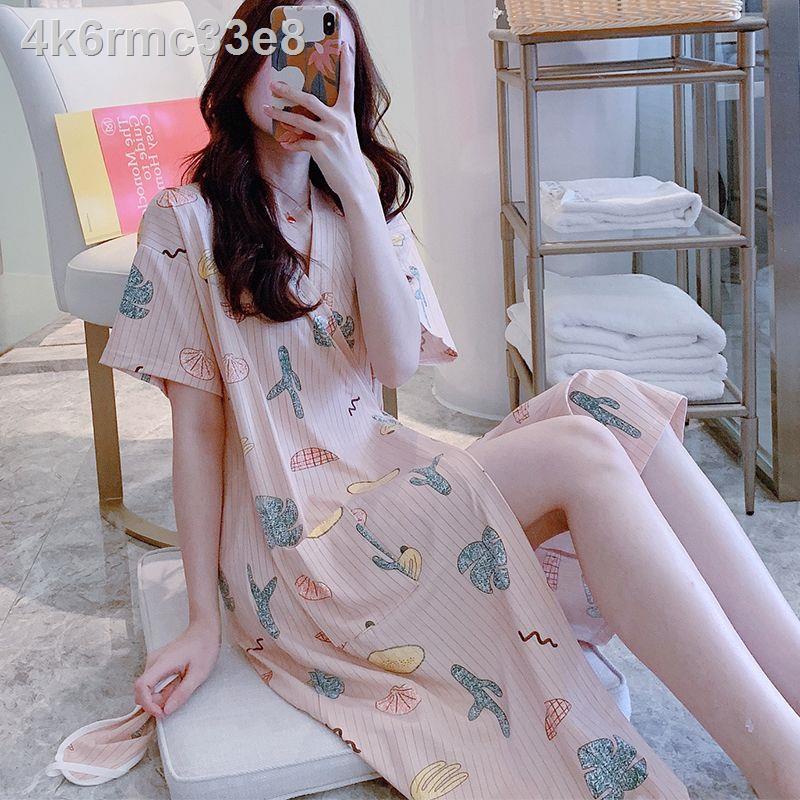 ﹍□Áo choàng tắm kimono Nhật Bản Váy ngủ nữ mùa hè cổ chữ V tay ngắn dài vừa người Bộ đồ mỏng dễ thương