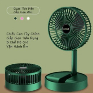 Quạt Tích Điện Gấp Gọn Super - Quạt Để Bàn Xoay 180 Độ, 3 Tốc Độ Gió, Cổng Sạc USB Có Thể Điều Chỉnh Độ Cao Siêu TiệnLợi
