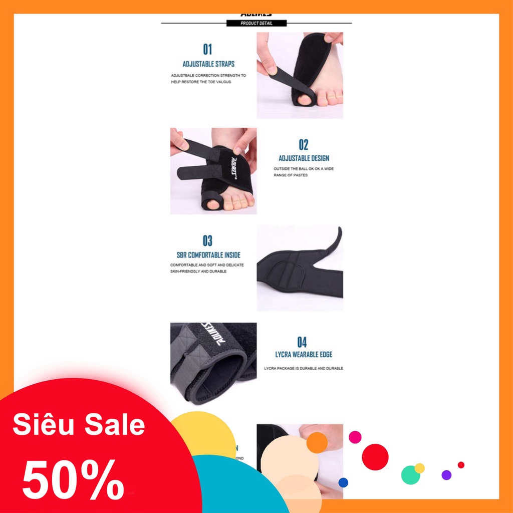 Bảo vệ ngón chân cái Bộ nẹp định hình ngón chân cái AOLIKES A-1051 chỉnh hình vẹo correcting belt of thumb tlhn1
