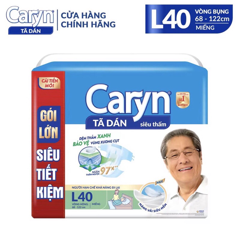 Tã Dán Caryn L 40 Miếng ( vòng bụng từ 68- 122cm)