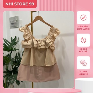 Set chân váy và áo bèo tầng tiểu thư