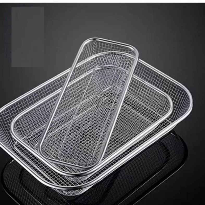Rổ lưới inox hình chữ nhật có chân thoát nước đủ kích thước