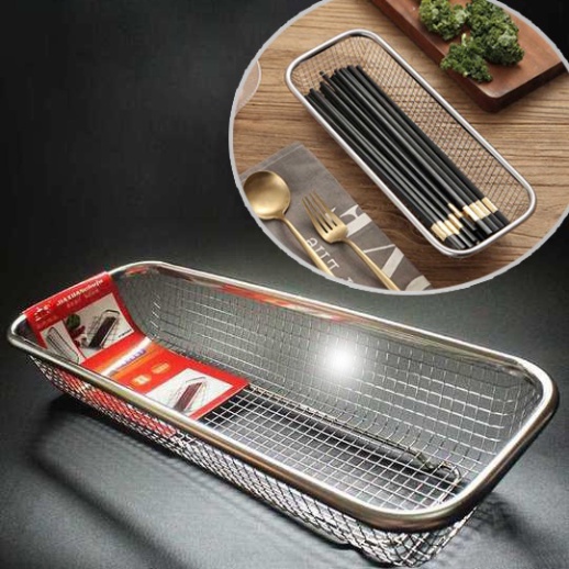 Rổ lưới inox hình chữ nhật có chân thoát nước đủ kích thước