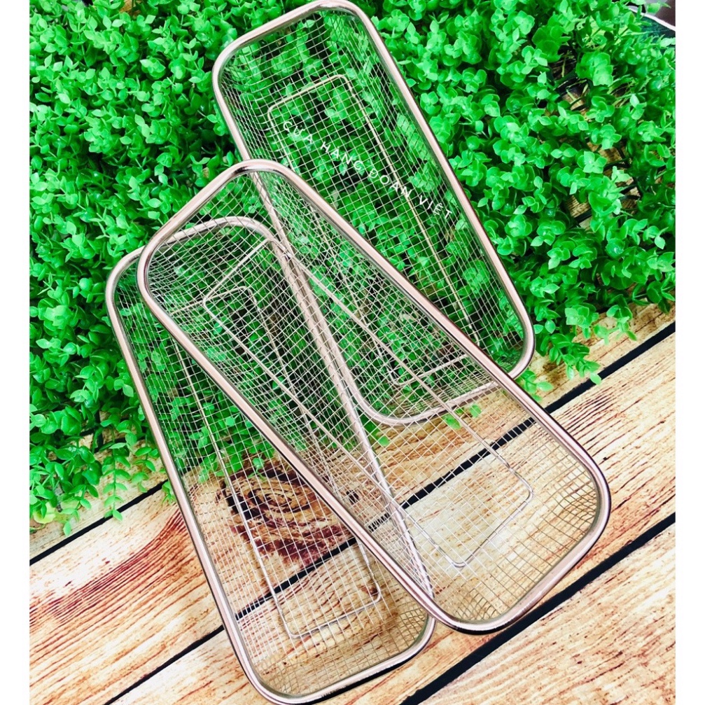 Rổ lưới inox hình chữ nhật có chân thoát nước đủ kích thước
