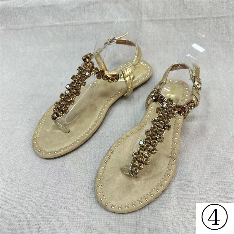Giày Sandal Đế Phẳng Siêu Nhẹ Da Lộn Mềm Quai Chữ T Đính Đá Phối Khóa Cài Dễ Phối Đồ