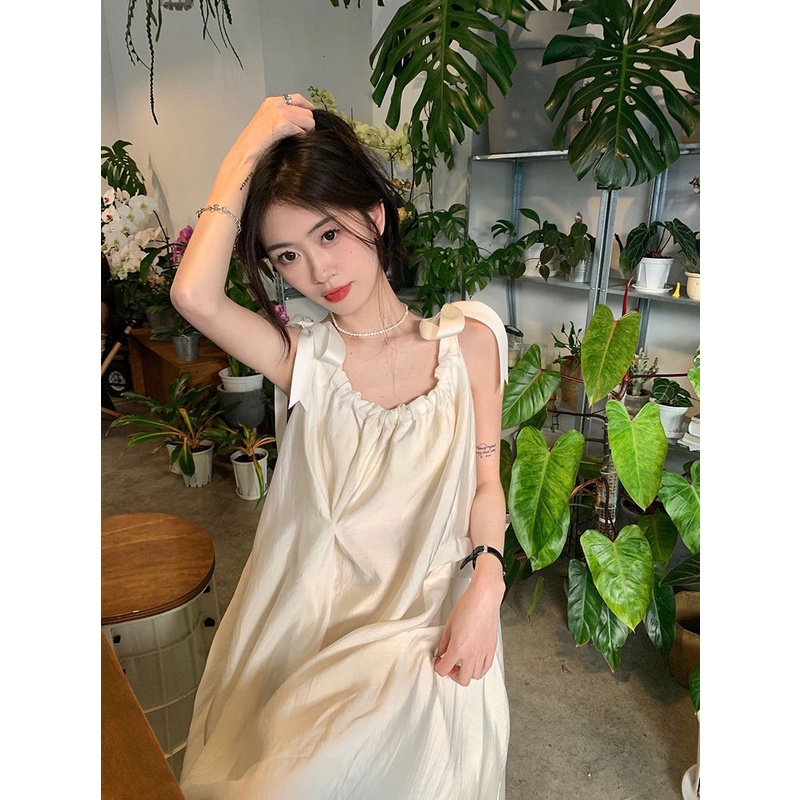 Đầm Dài Hai Dây Dáng Ôm Màu Be Thời Trang Mùa Hè Xinh Xắn Cho Nữ