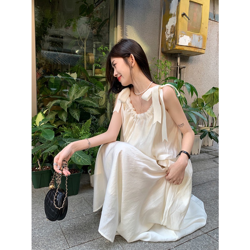 Đầm Dài Hai Dây Dáng Ôm Màu Be Thời Trang Mùa Hè Xinh Xắn Cho Nữ